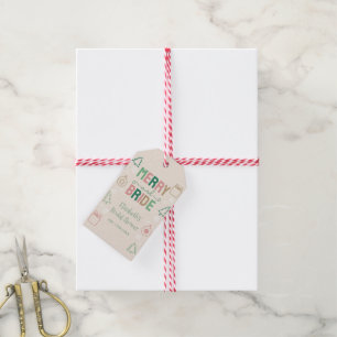 Etiqueta Para Presente Chá de Noiva de Natal Alegre & Noiva