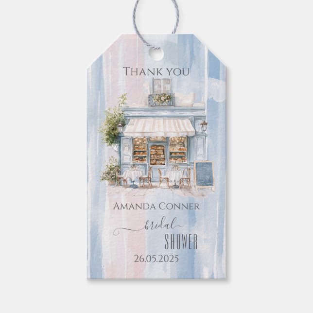 Etiqueta Para Presente Chá de Noiva do Café Francês Elegância (Frente)