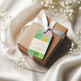 Etiqueta Para Presente Chá de Noiva em Aquarela Abstrata Agradecimento Pe