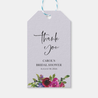 Etiqueta Para Presente Chá de Noiva Floral Aquarela Lavanda Desbotada