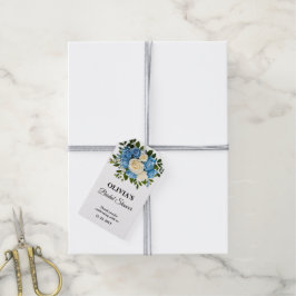 Etiqueta Para Presente Chá de Noiva Floral Azul e Branco