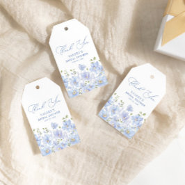 Etiqueta Para Presente Chá de Noiva Floral Azul Empoeirado