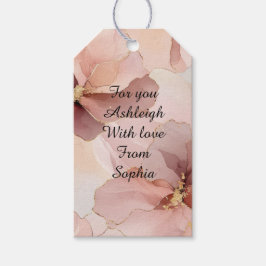 Etiqueta Para Presente Chá de Noiva Floral Rosa Dourado Romântico