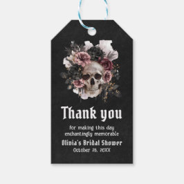 Etiqueta Para Presente Chá de Noiva Gótico Floral Preto de Halloween Cave