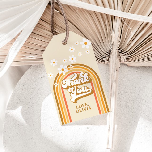 Etiqueta Para Presente Chá de noiva Groovy Arco-íris Retrô Margarida (Criador carregado)