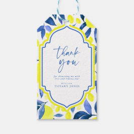 Etiqueta Para Presente Chá de Noiva Limões Azuis do Mediterrâneo Amarelos