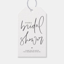 Etiqueta Para Presente Chá de Noiva Minimalista Preto com Letra Manual