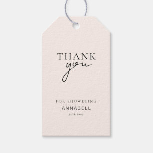 Etiqueta Para Presente Chá de Noiva Moderno, Minimalista, "OBRIGADO"