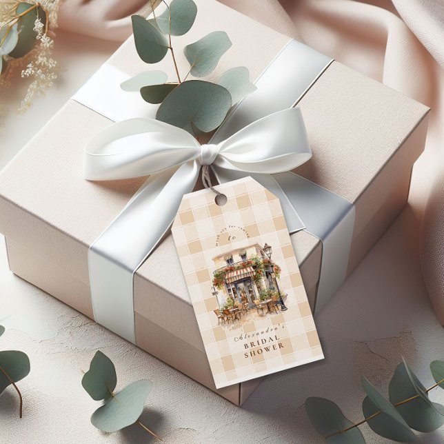 Etiqueta Para Presente Chá de Noiva no Café Francês Neutro (Criador carregado)