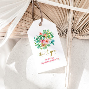 Etiqueta Para Presente Chá de noiva tropical floral de praia