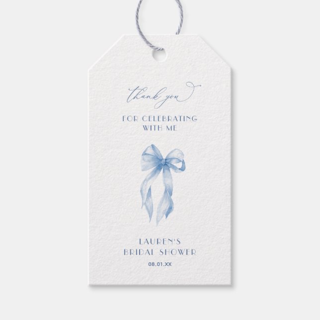 Etiqueta Para Presente Chá de panela Casando Azul Obrigado (Frente)