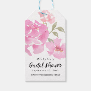 Etiqueta Para Presente Chá de panela cor-de-rosa do roteiro das peônias