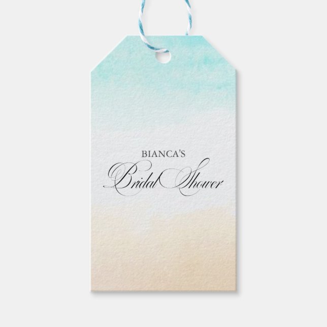 Etiqueta Para Presente Chá de panela Costeiro Tropical Elegante (Frente)