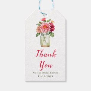 Etiqueta Para Presente Chá de panela Dahlias Mason Jar Rosa