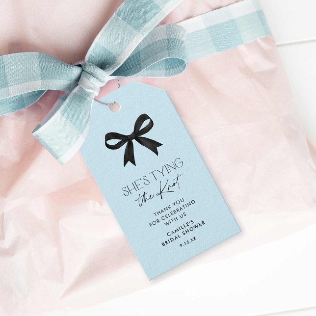 Etiqueta Para Presente Chá de panela de Arco Casando (Blue She's Tying the Knot Favor Tag)