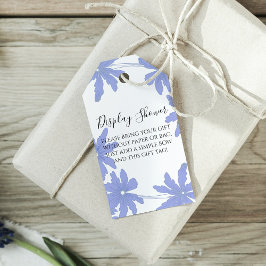 Etiqueta Para Presente Chá de panela de Exibição do Periwinkle Blue Daisi