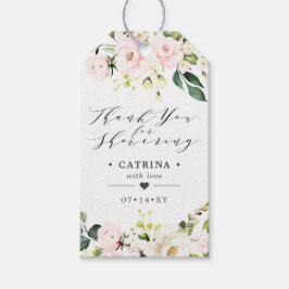 Etiqueta Para Presente Chá de panela de Flores Rosa Esbranquiçadas Obriga