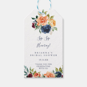 Etiqueta Para Presente Chá de panela de Hooray de Sip Floral Elegante