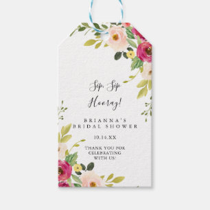 Etiqueta Para Presente Chá de panela de Hooray de Sip Sip Sip Sip Rosa Ve