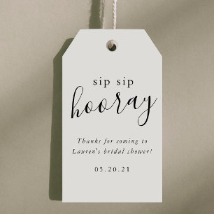 Etiqueta Para Presente Chá de panela de Hooray do Sip Branco Preto Moder