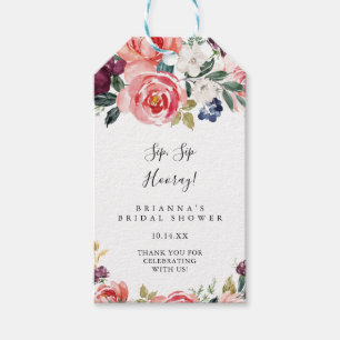 Etiqueta Para Presente Chá de panela de Hooray Sip Sip Colorido Tropical