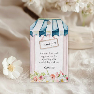 Etiqueta Para Presente Chá de panela de Jardim Floral Rosa Obrigado