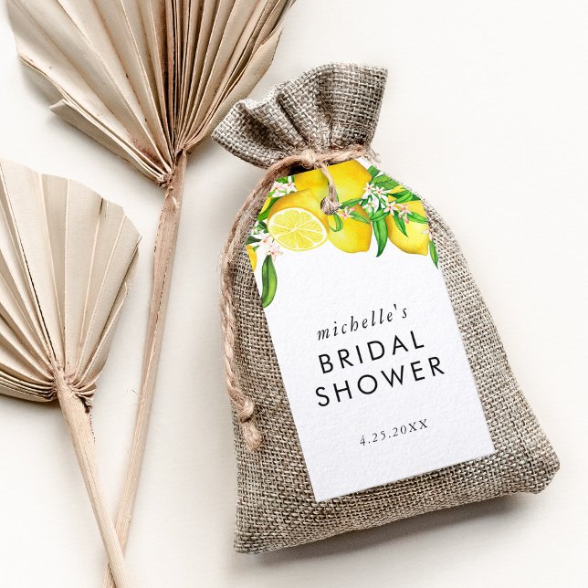 Etiqueta Para Presente Chá de panela de Lemon de Aquarela (Watercolor Lemon Bridal Shower Gift Tags)