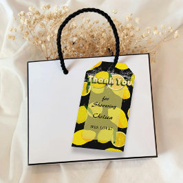 Etiqueta Para Presente Chá de panela de limão amarelo-verão Obrigado pret