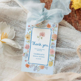 Etiqueta Para Presente Chá de panela de mão azul esguiada