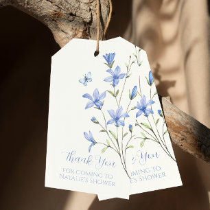Etiqueta Para Presente Chá de panela de Obrigados de flor selvagem azul e