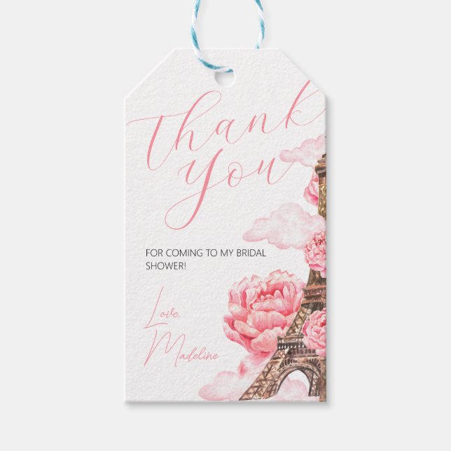 Etiqueta Para Presente Chá de panela de Paris Obrigado (Frente)