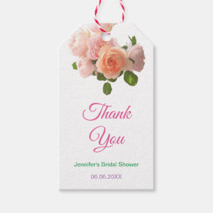 Etiqueta Para Presente Chá de panela de Rosas de Aquarela Obrigado Modern