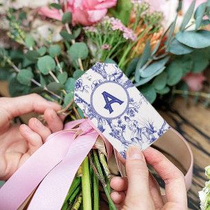 Etiqueta Para Presente Chá de panela de Toile de Jouy Azul e Branco
