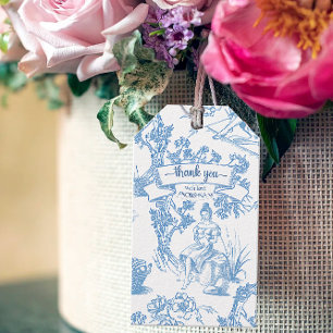 Etiqueta Para Presente Chá de panela de Toile de Jouy Azul e Branco