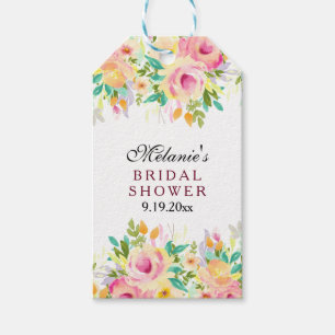 Etiqueta Para Presente Chá de panela floral amarelo cor-de-rosa românti
