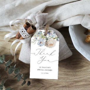 Etiqueta Para Presente Chá de panela Floral com Blush Watercolor Obrigado