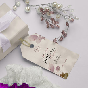 Etiqueta Para Presente Chá de panela Floral Cor-de-rosa com pincel empoei