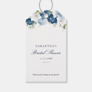 Etiqueta Para Presente Chá de panela Floral Dusty Blue Watercolor