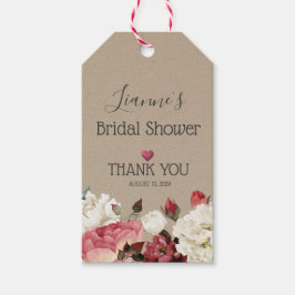 Etiqueta Para Presente Chá de panela Floral Primavera de Peony Rosa e Bra