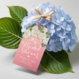 Etiqueta Para Presente Chá de panela Hydrangea Flowers String Luzes Rosa