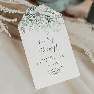 Etiqueta Para Presente Chá de panela Mínimo Eucalyptus Sip Hooray