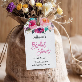 Etiqueta Para Presente Chá de panela Modern Watercolor Floral Obrigado