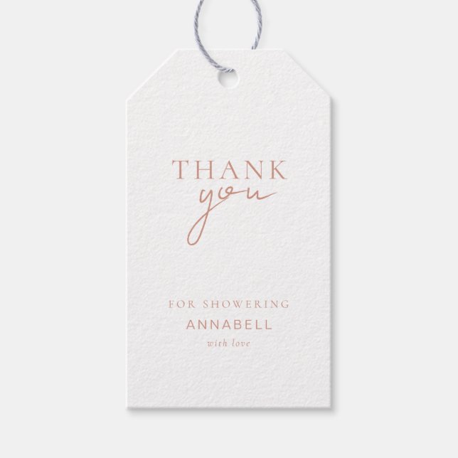 Etiqueta Para Presente Chá de panela moderno, mínimo, "OBRIGADO" (Frente)