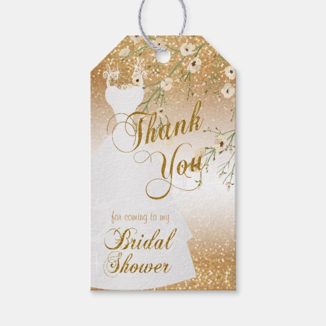 Etiqueta Para Presente Chá de panela na Glitter Dourada | Obrigado (Frente)