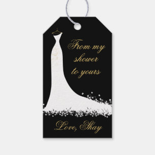 Etiqueta Para Presente Chá de panela negro e Dourado do casamento 