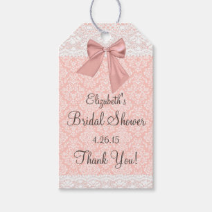 Etiqueta Para Presente Chá de panela Peach Damask Favorito Obrigado