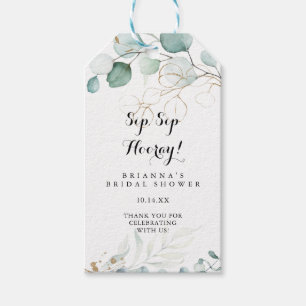 Etiqueta Para Presente Chá de panela Rústico de Sip Floral Dourado