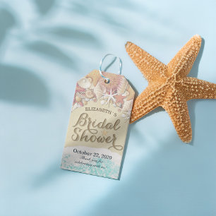 Etiqueta Para Presente Chá de panela Summer Sea Beach Starfish conchas do