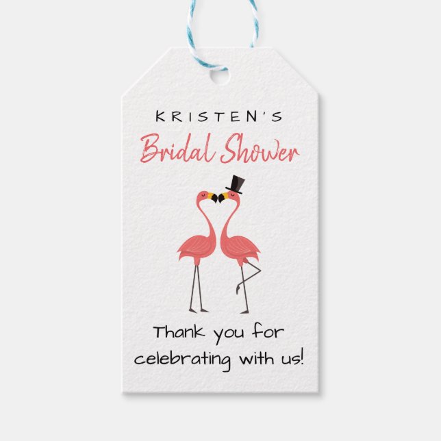 Etiqueta Para Presente Chá de panela Tropical Rosa Flamingo Obrigado (Frente)