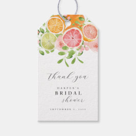 Etiqueta Para Presente Chá de panela Verde Coral Floral de Aquarela